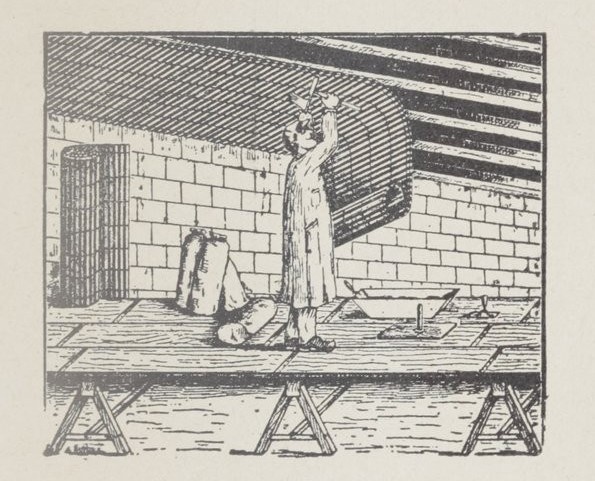 Illustration montrant le lattage d’un plafond avec lattis en rouleau.